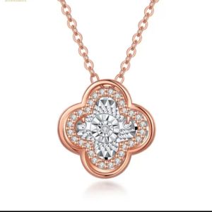 Diamond four-leaf clover necklace